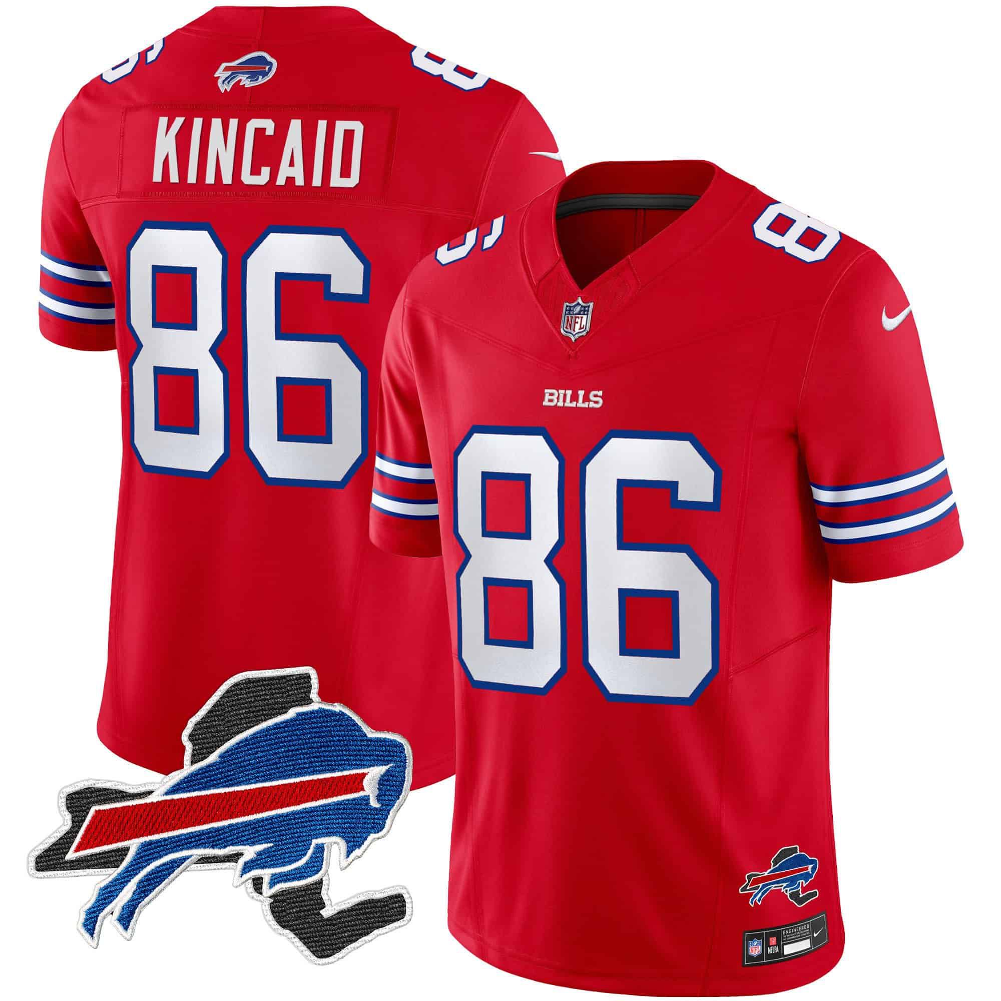 Men Buffalo Bills #86 Kincaid Red 2024 Nike Patch Vapor Limited NFL Jersey